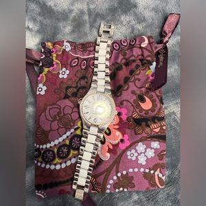 Anne Klein Women’s premium Crystal-accented silver - tone Ceramic Dress Watch